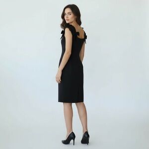 TAURUS NIGHTS VTG 80 Black Square Back Beaded Tassels on Sleeves with Bows SZ 8